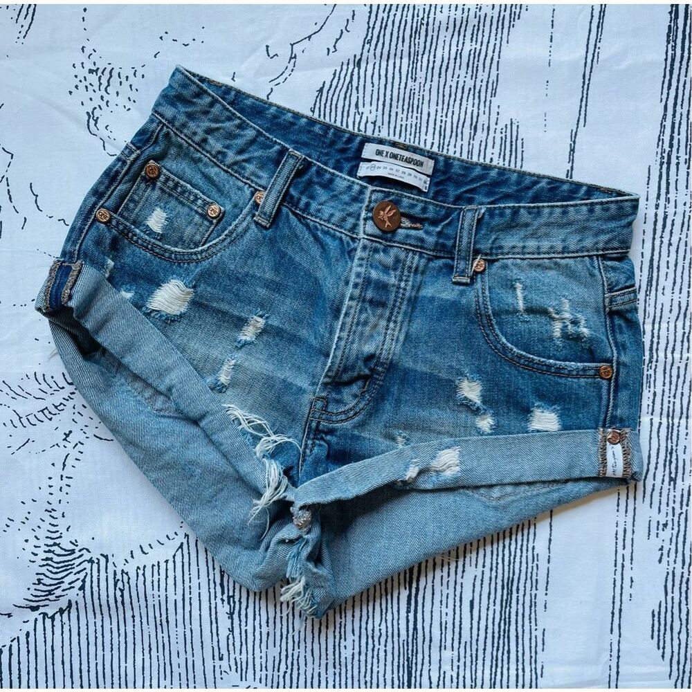 One Teaspoon Janis Joplin Dukes Denim Shorts -sz 23